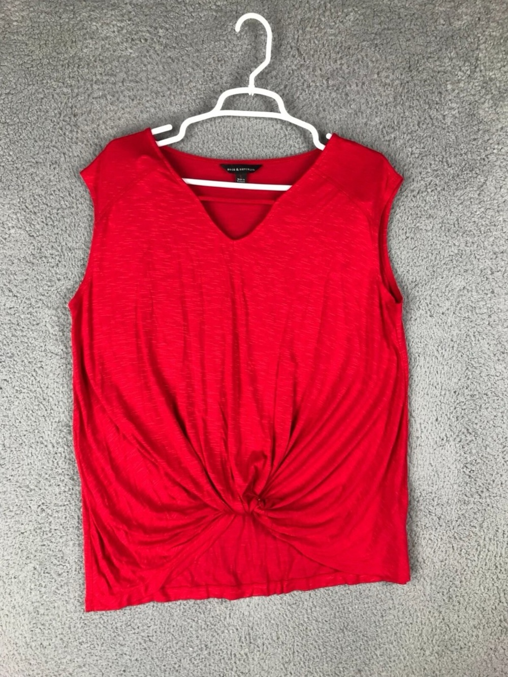 Rock & Republic Bright Red Twist-Front V-Neck Tank 0114